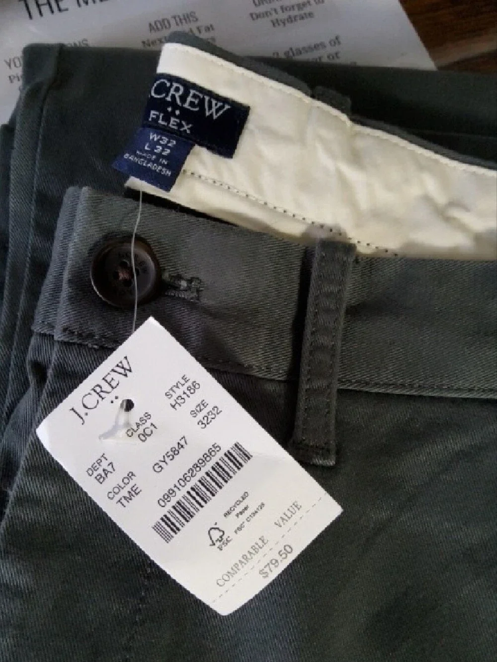 Men's J. Crew Gray Chino Straight Leg Pants 32 x 32 NWT